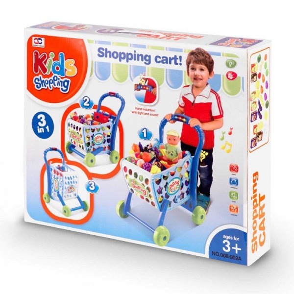 Zabawkowy Wózek na zakupy dla dzieci  Ricokids niebieski