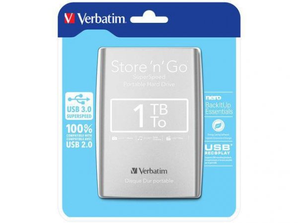 Dysk zewnętrzny Verbatim 1TB Store &#039;n&#039; Go 2.5&quot; srebrny USB 3.0