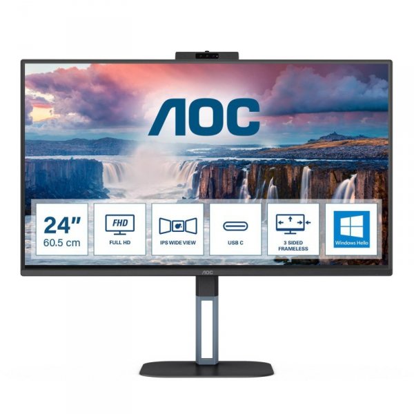 Monitor AOC 23,8&quot; 24V5CW/BK HDMI DP USB-C głośniki 5Wx2