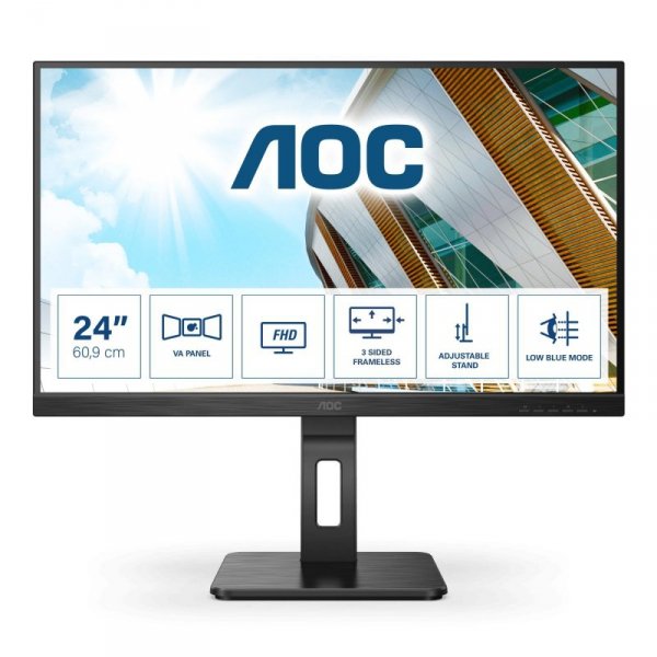Monitor AOC 23,8&quot; 24P2QM VGA DVI HDMI DP USB 3.0x4 głośniki 2x2W