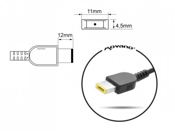 ładowarka/zasilacz 20v 2.25a (prostokątny 11.0x4.5 pin - Yoga) - lenovo 45W