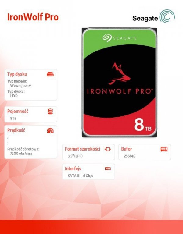 Dysk IronWolfPro 8TB 3.5&quot; 256MB ST8000NT001