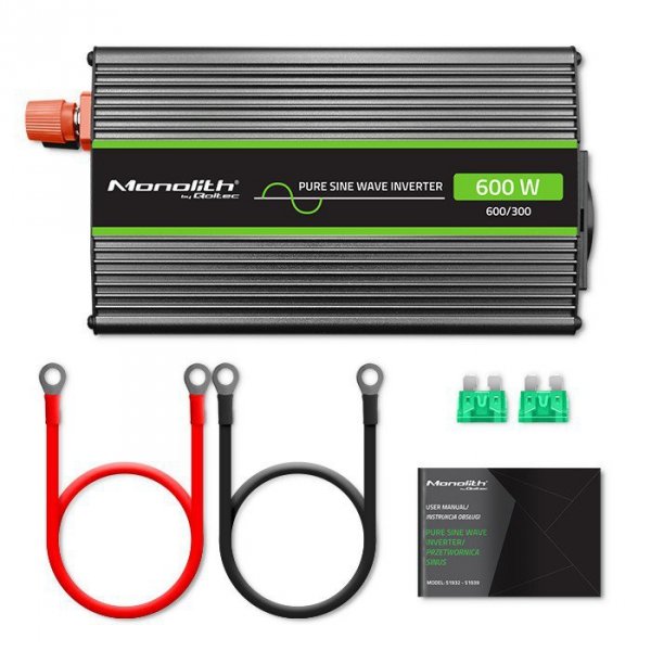 Przetwornica napięcia Monolith | 300W | 600W | 12V na 230V |     Czysty Sinus