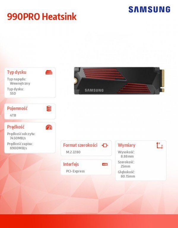 Dysk SSD 990PRO Heatsink NVMe 4TB MZ-V9P4T0CW