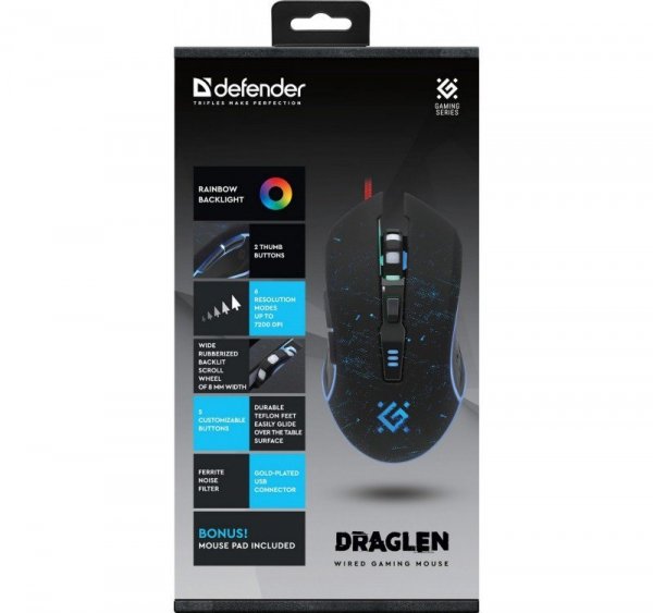 Mysz gamingowa przewodowa DRAGLEN GM-907 7200 DPI