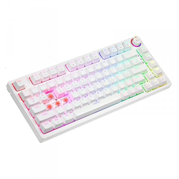 Klawiatura mechaniczna bezprzewodowa PHENIX WHITE Gateron Red Pro, ABS