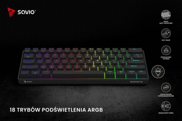 Klawiatura mechaniczna BLACKOUT X2  OUTEMU Red, Hot Swap