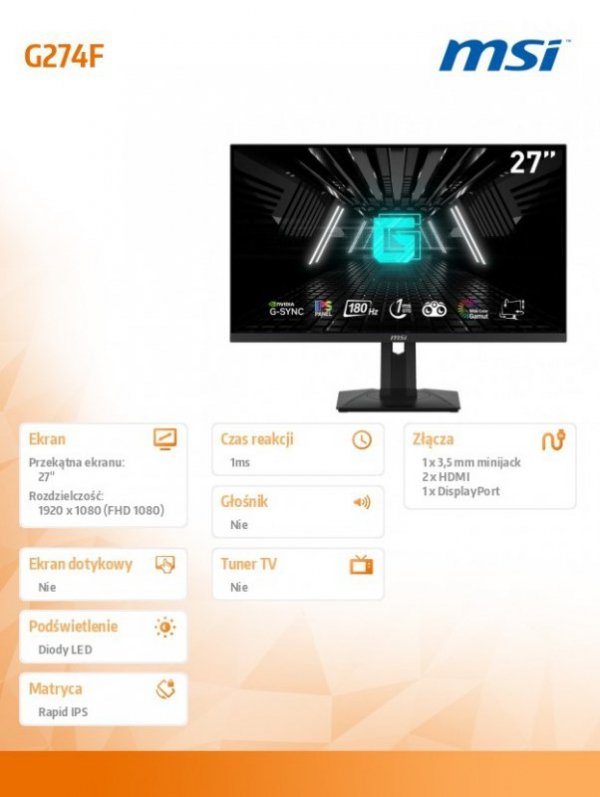 Monitor 27 cali G274F LED/FHD/Flat/180Hz/czarny