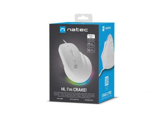 Mysz wertykalna CRAKE 2 PRO 128000DPI optyczna biała