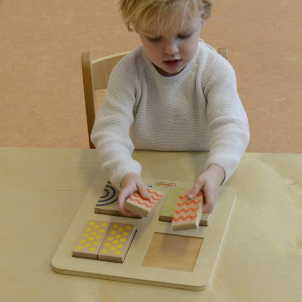 MASTERKIDZ Układanka Dwustronne Dotykowe Klocki Wizualne Montessori