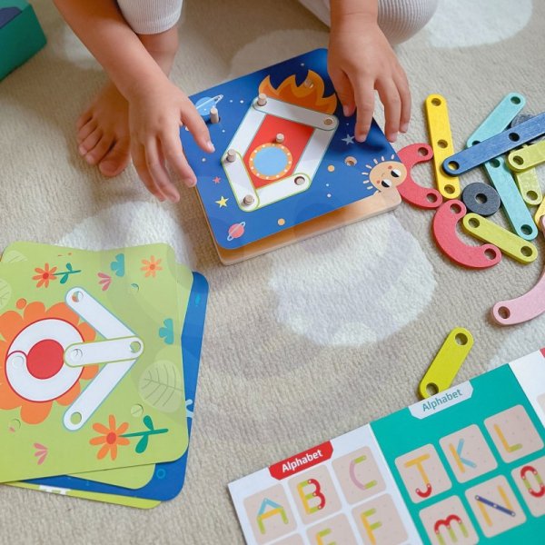 TOOKY TOY Drewniana Układanka Klocki Kołki Wzory Zwierząt do Odtworzenia Certyfikat FSC