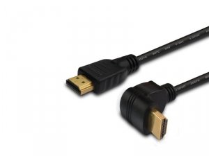 Kabel HDMI (M) v2.0, 1,5m, miedź, czarny, kątowy, złote końcówki, ethernet/3D, CL-108