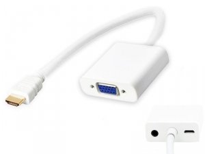 Adapter HDMI do VGA D-SUB Przejściowka Konwerter +Audio MacBook