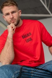 T-shirt oversize BÁILALO LOCO czerwony