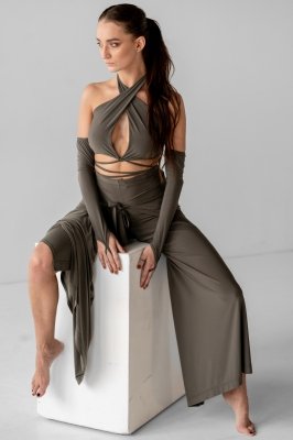 Set ATADA Khaki spodnie do bachaty top do tańca