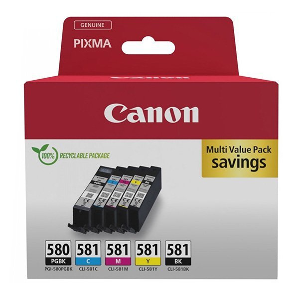 Canon oryginalny ink / tusz PGI-580 PGBK/CLI-581 CMYK, 2078C007, CMYK, blister, 1*11.2 + 4*5.6ml, 5-pack