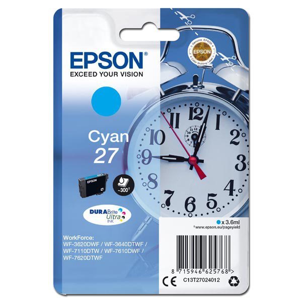 Epson oryginalny ink / tusz C13T27024012, 27, cyan, 3,6ml