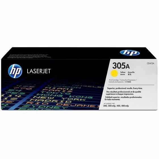 Toner oryginalny HP 305A (CE412A) yellow do HP Color LaserJet M451 / Pro 400 Color M451 / Pro 300 color M351a / Pro 300 color MFP M375nw / Pro 400 color MFP M475 na 2,6 tys. str.