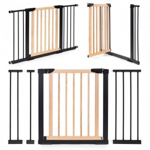 Bramka barierka zabezpieczająca 74-130 cm na schody i drzwi metal drewno dodatkowe panele