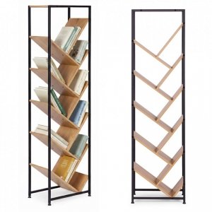 Regał na książki geometryczny drzewko 10 półek jasny dąb loftowy ModernHome