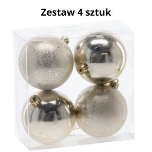 Ekskluzywna Bombka Choinkowa od Kamai Christmas Decoration® - Kolor Szampański, Komplet 4 Sztuk