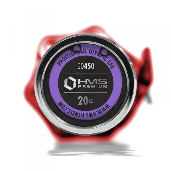 GO450 (+ ZG1000R) GRYF OLIMPIJSKI 18.5KG 2200MM HMS Z ZACISKAMI LOCK JAW RED
