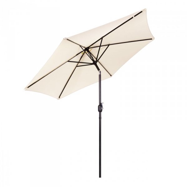 Duży parasol ogrodowy skośny łamany z korbą 6 żeber beżowy 270 cm MultiGarden