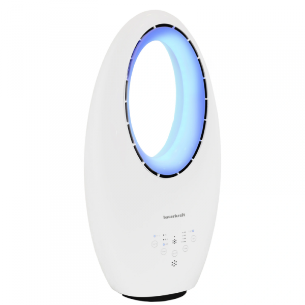 Nowoczesny wentylator stojący bezłopatkowy podłogowy 60W 3 tryby pracy pilot timer podświetlenie LED