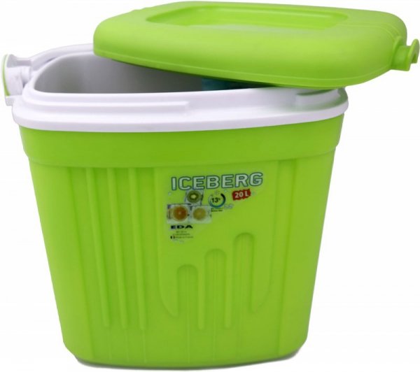 Lodówka turystyczna 20L KAMAI ICEBERG na wkłady mrożące, ciemno-szara z zieloną rączką