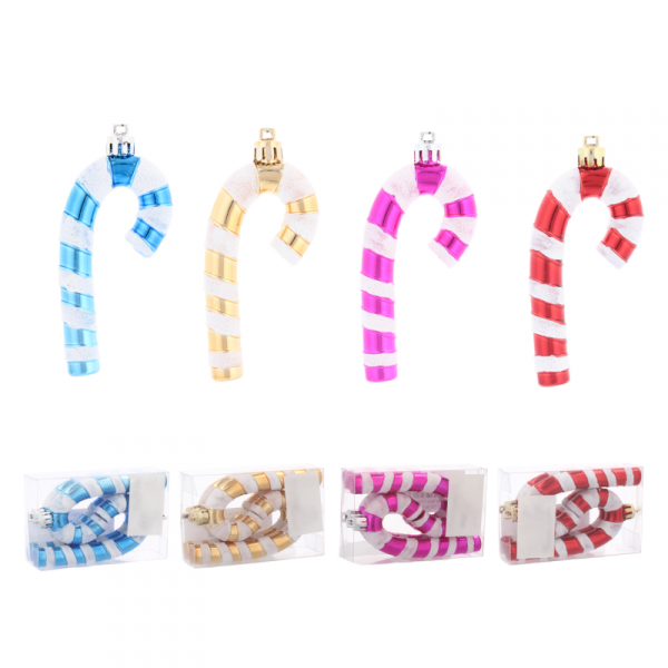 Komplet 4 Ozdób Choinkowych "CUKIERKOWA LASKA" 9cm w Kolorze Różowym