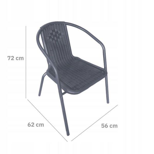 Komplet mebli ogrodowych stolik + 2 krzesła z technorattanu szare
