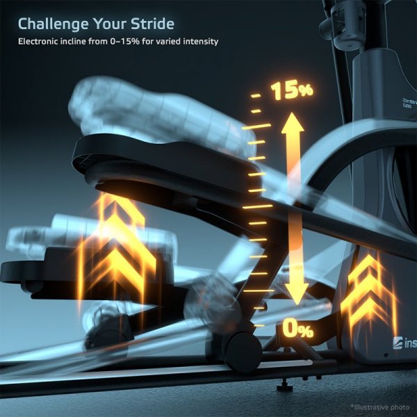 Orbitrek przednionapędowy inSPORTline ZenStride 600 ∙ magnetyczny ∙ 32 poziomy oporu ∙ regulowane nachylenie ∙ Kinomap/Zwift ∙ e