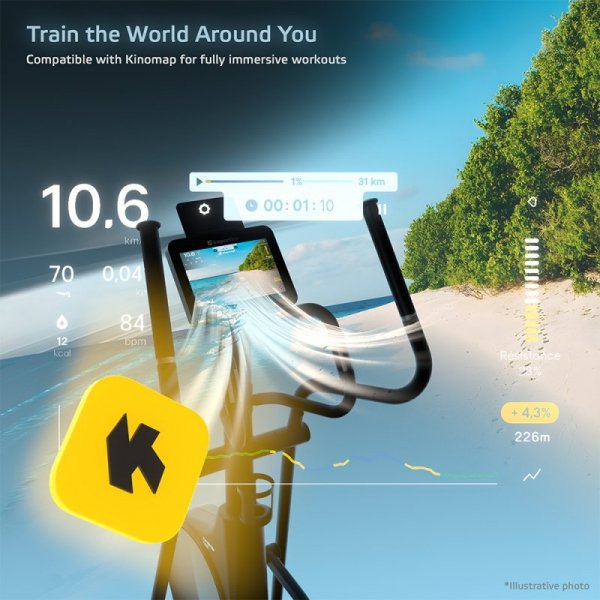 Orbitrek przednionapędowy inSPORTline ZenStride 600 ∙ magnetyczny ∙ 32 poziomy oporu ∙ regulowane nachylenie ∙ Kinomap/Zwift ∙ e