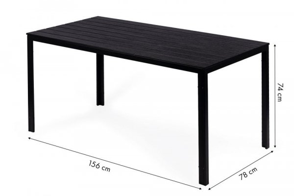 Stół ogrodowy 6-osobowy 156x78 cm polywood meble na taras czarny
