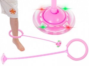 Hula hop na nogę skakanka piłka świecąca LED różowa