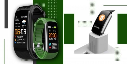 Smartband Giewont Fit&GO Duo GW200-5 - Black + Pasek Go Green