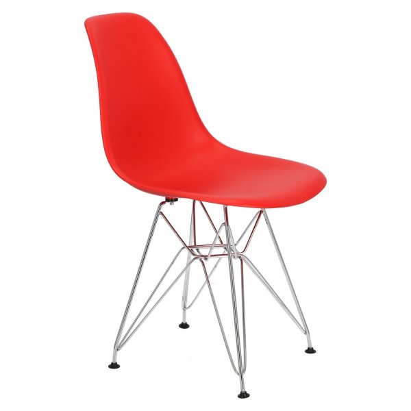 Krzesło P016 PP czerwone, chromowane nogi