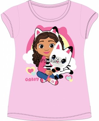 T-shirt Koci Domek Gabi z kotkiem różowy