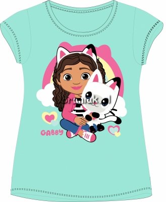 T-shirt Koci Domek Gabi z kotkiem zielony