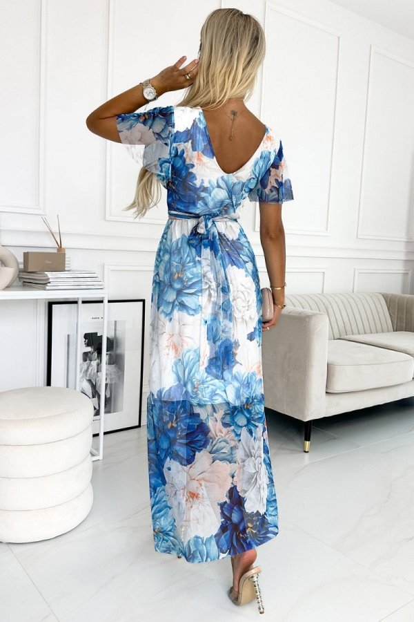 Sukienka Maxi w kwiaty - Niebieska