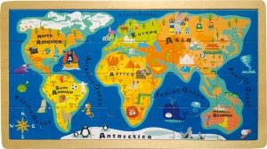 Mapa świata dla dzieci puzzle drewniane