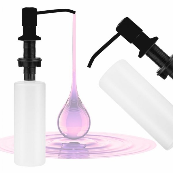 DOZOWNIK DO PŁYNU NACZYŃ MYDŁA ZLEWOZMYWAKA ZLEWU 300 ml WKŁADANY BLACK (tds0714)