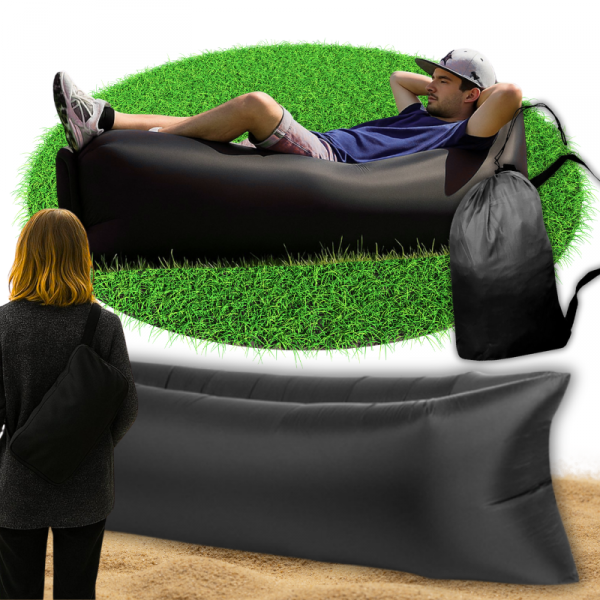 SOFA LAZY BAG WYTRZYMAŁY MATERAC DMUCHANY DUŻY LEŻAK NA PLAŻĘ AIRSOFA BLACK (tds0671)