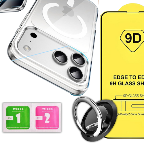 ETUI DO IPHONE 17 PRO CASE + SZKŁO 9H WZMACNIANE 360°CLEAR + UCHWYT RING (tds0742)