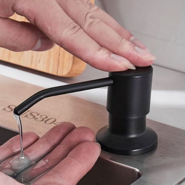 DOZOWNIK DO PŁYNU NACZYŃ MYDŁA ZLEWOZMYWAKA ZLEWU 300 ml WKŁADANY BLACK (tds0714)