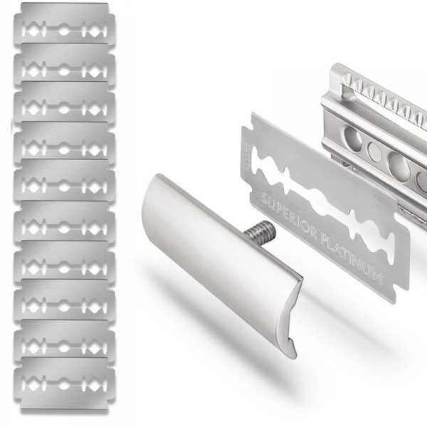 MASZYNKA DO GOLENIA NA ŻYLETKI - METALOWA - TRADYCYJNA + ŻYLETKI 10 SZTUK (tds0676)