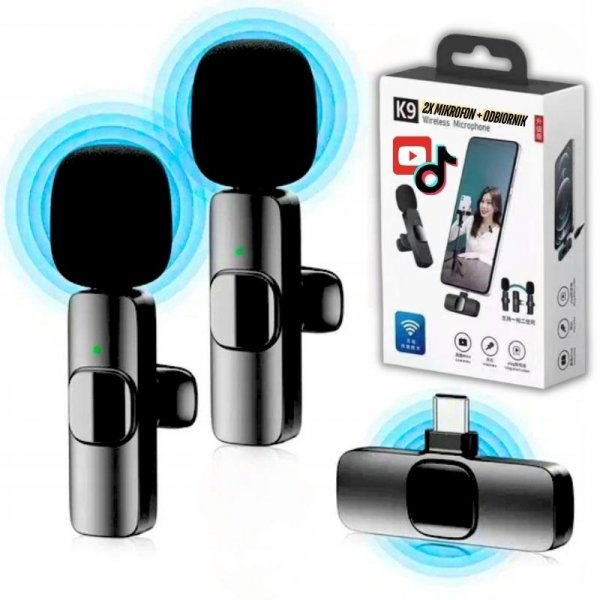 ZESTAW 2 MIKROFONÓW KRAWATOWYCH USB C PODCAST TIKTOK YOUTUBE STREAM (tds0707)