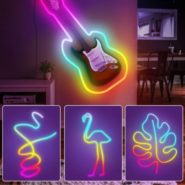 TAŚMA LED NEON NOEONOWA NA APLIKACJE PILOT TĘCZA ZESTAW GRUBA DŁUGA 5 METR  (tds0656)