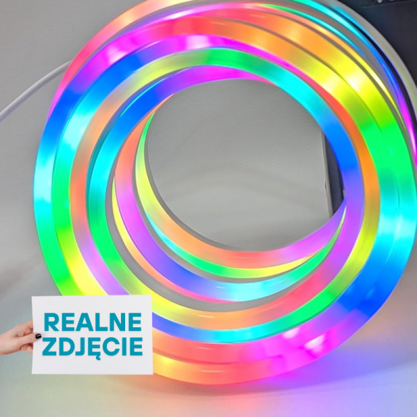 TAŚMA LED NEON NOEONOWA NA APLIKACJE PILOT TĘCZA ZESTAW GRUBA DŁUGA 5 METR  (tds0656)