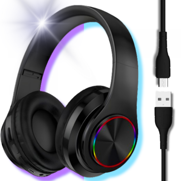 tds0451_Słuchawki bezprzewodowe BLACK LED